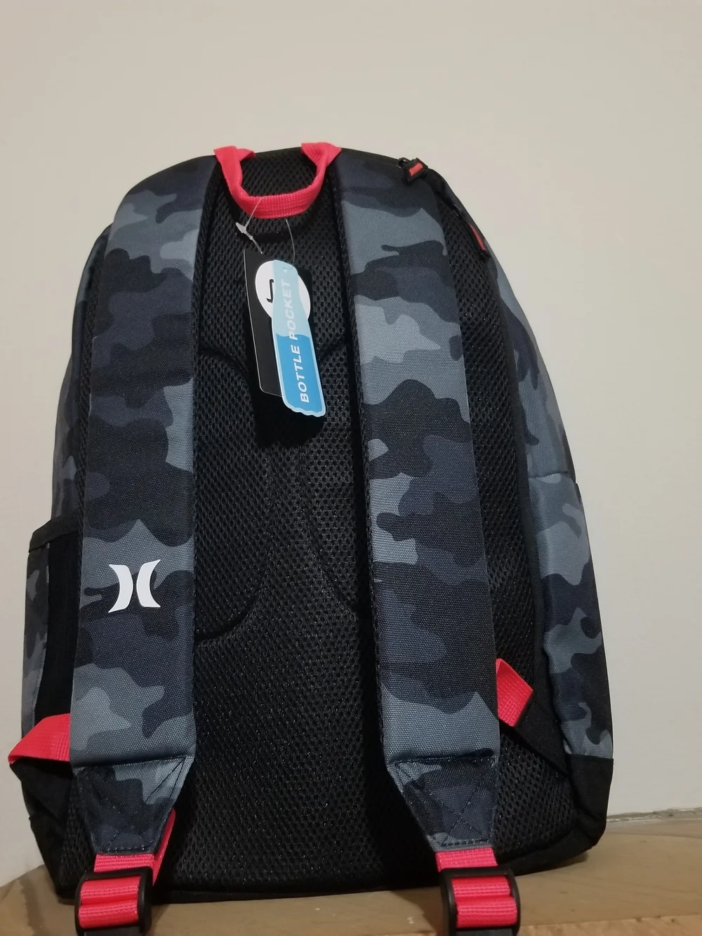 NEW! Hurley Gray & Black Camo Backpack with Graphic Shark Design NWT